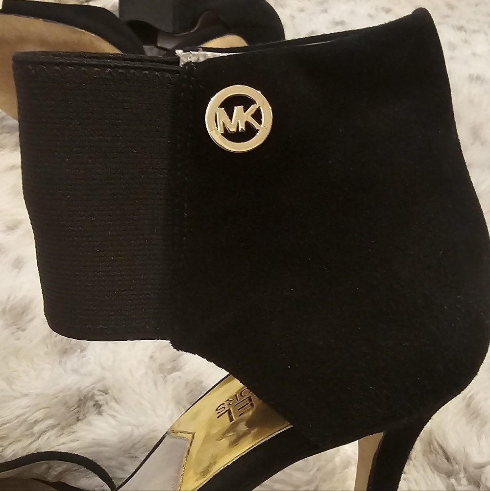 Michael Kors Black Suede Open-Toe Ankle-Cuff Stilettos - Picture 6 of 6